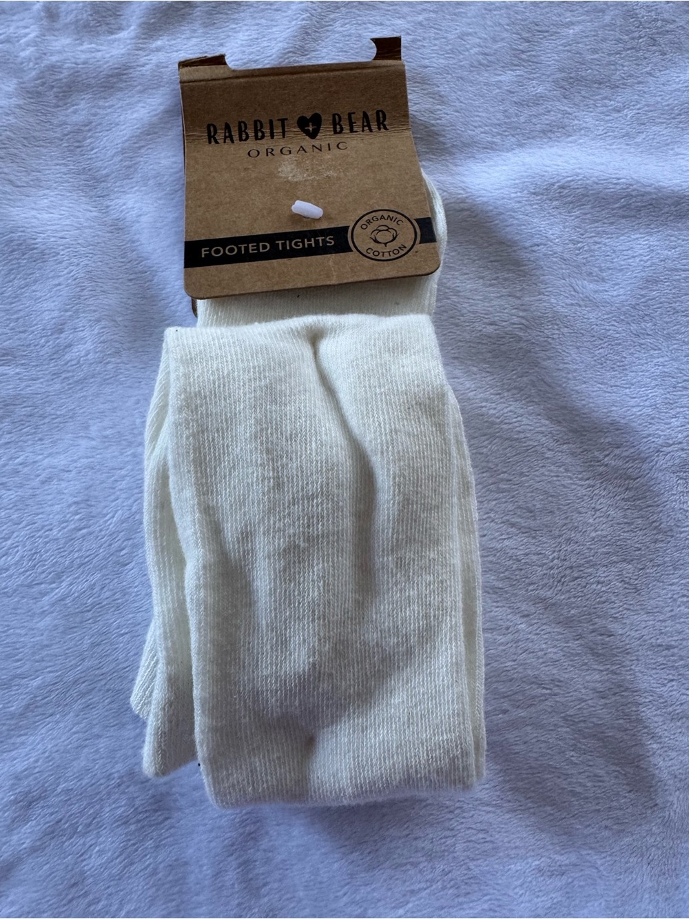 Rabbit & Bear Organic Footed Tights in Cream 18 months NWT